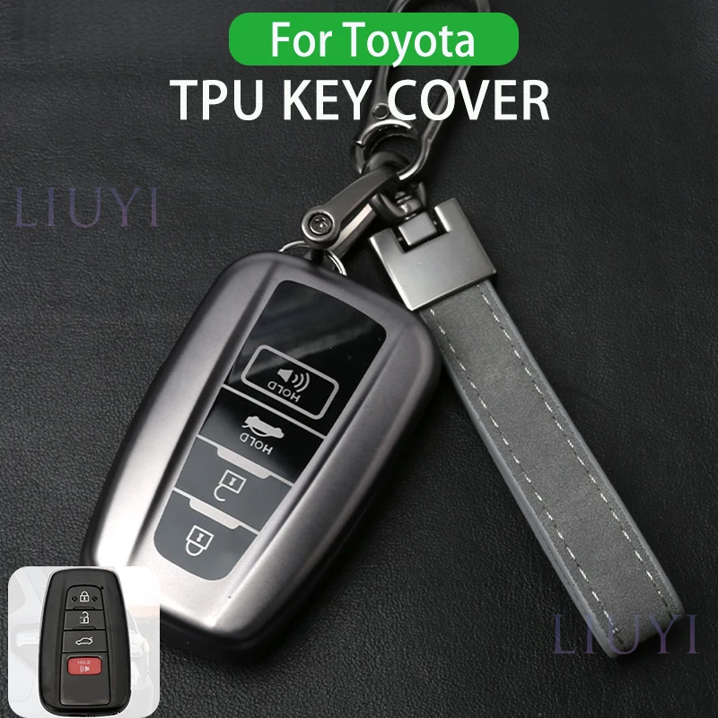

For Toyota Key Case Avalon Camry Corolla RAV4 Sequoia Highlander Soft TPU Key Case Metallic Gray Case Car Interior Accessories