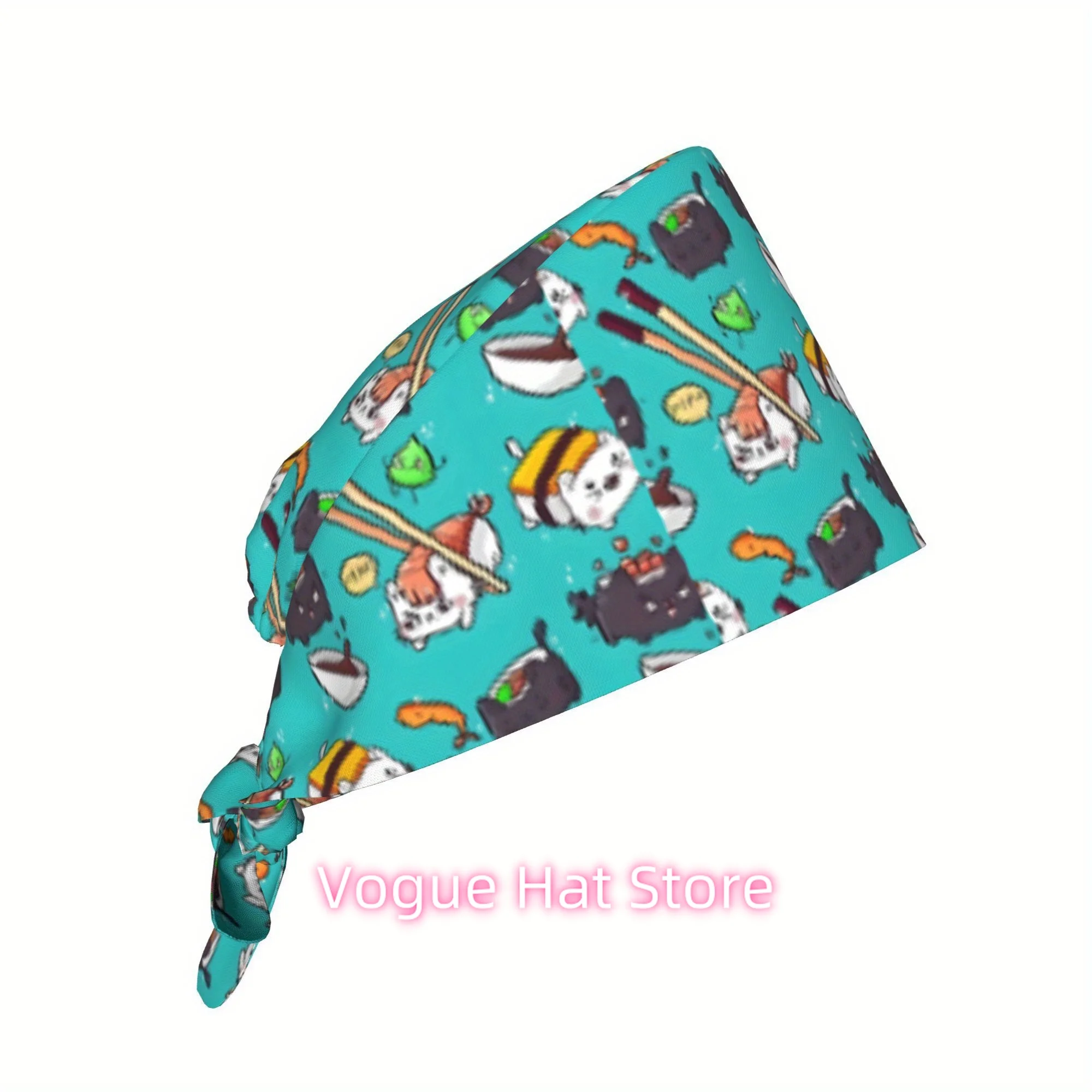 Sushi Work Cap - -Themed Adjustable Work Hat with Sushi Roll & Nigiri Design, Lightweight Pull-String Closure, Machine W