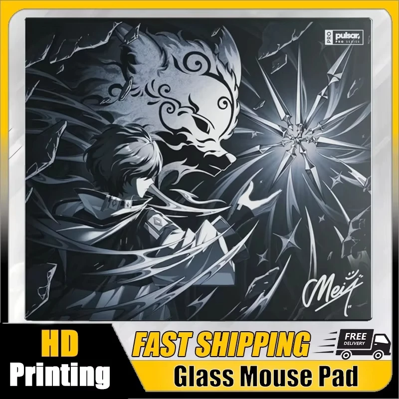 Glass Gaming Mouse Pads Japan M-MEIY Tempered Customization 3D Photovoltaic Technology Desk Pad For FPS Gaming Glass Pad Replica