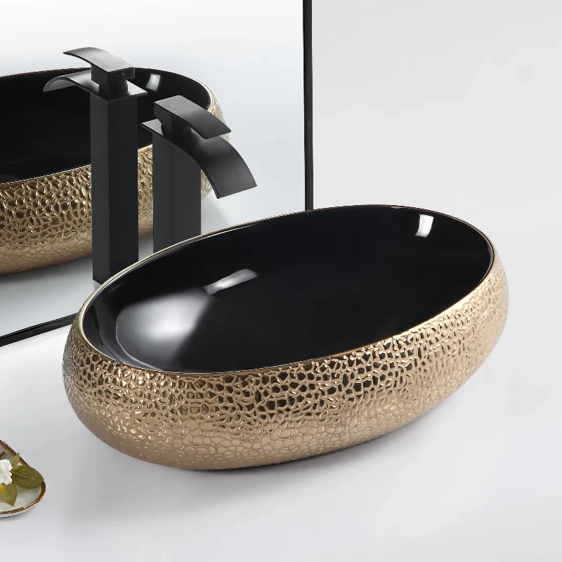 

Modern Luxury Ceramic Oval Wash Basin Sanitary Ware Vanity Top Home Bathroom Ceramic Art Basin