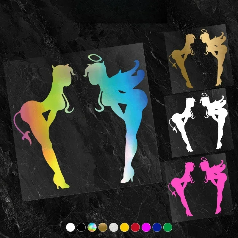 2PCS Angel & Devil Girl Autoaufkleber, stilvoller Autoaufkleber für die Außenpersonalisierung im Auto