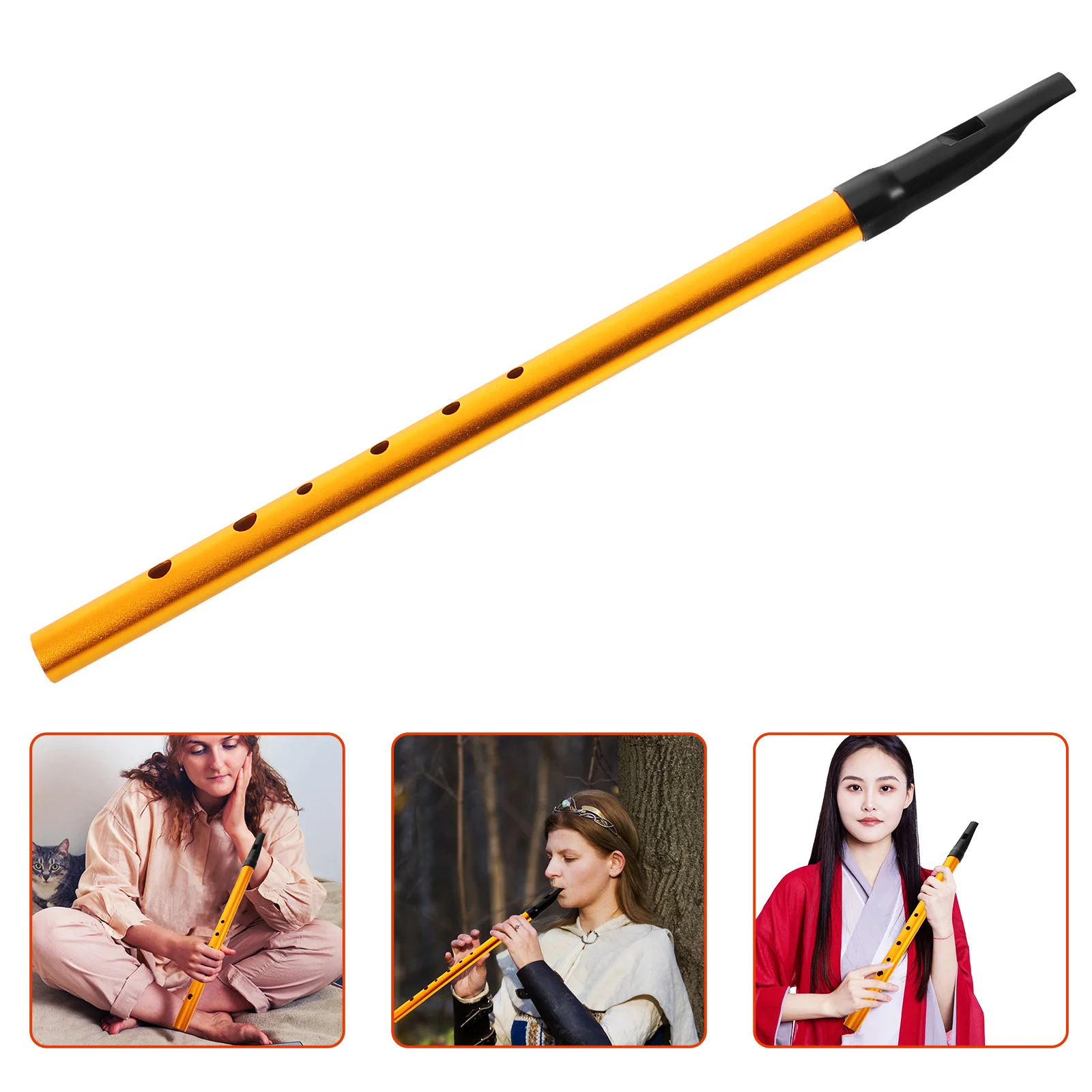 

C Key Irish Whistle 6 Hole Metal Tin Flute Instrument Durable Aluminum Alloy For Beginners Kids Students Vertical Design