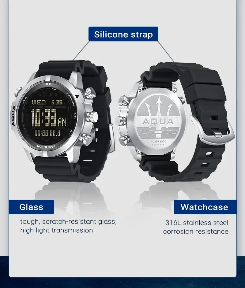 Men Pointer Solar Powered Outdoor Sports Wristwatch Luminous Waterproof Long Battery Life Light Energy Watch