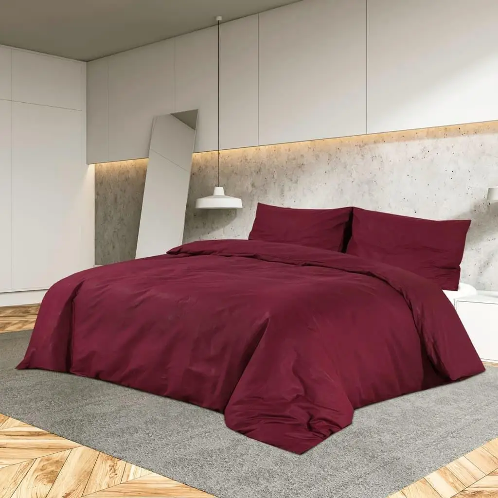 Luxury Bordeaux Duvet Cover Set 260x220 cm - Soft Cotton Bedding for Elegant Bedrooms