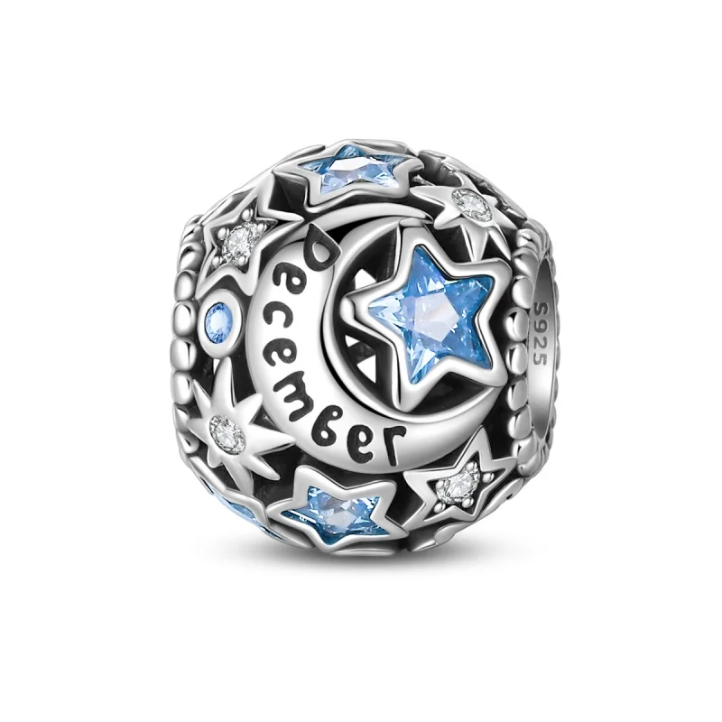 Hot Sales 925 Sterling Silver December Birthstone Charms Beads Fit 3mm Original Bracelet DIY Women Fine Birthday Jewelry Gifts