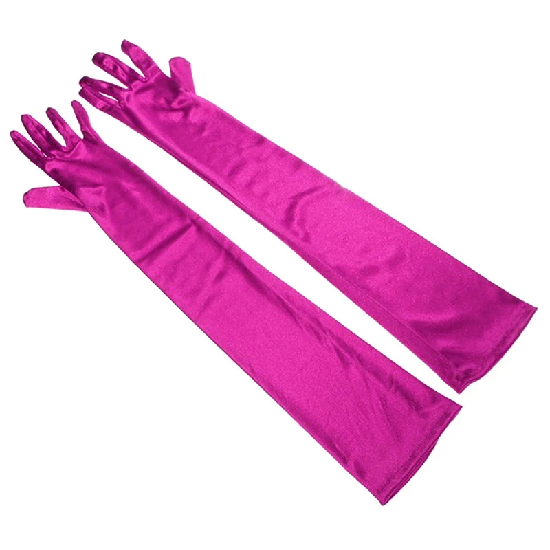 Guantes largos de satén, 1 par, guantes formales para fiesta de noche para mujer, manoplas para banquete de estilo Retro, guantes elegantes hasta el codo para novia