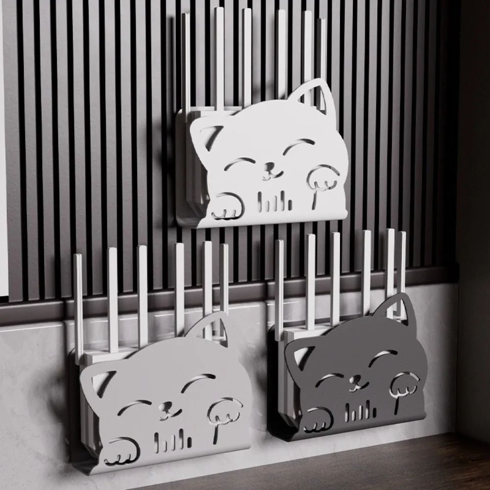 Decoration Plastic Router Stand Cat-Themed Wall-mounted WiFi Storage Box Hidden Organizer Home