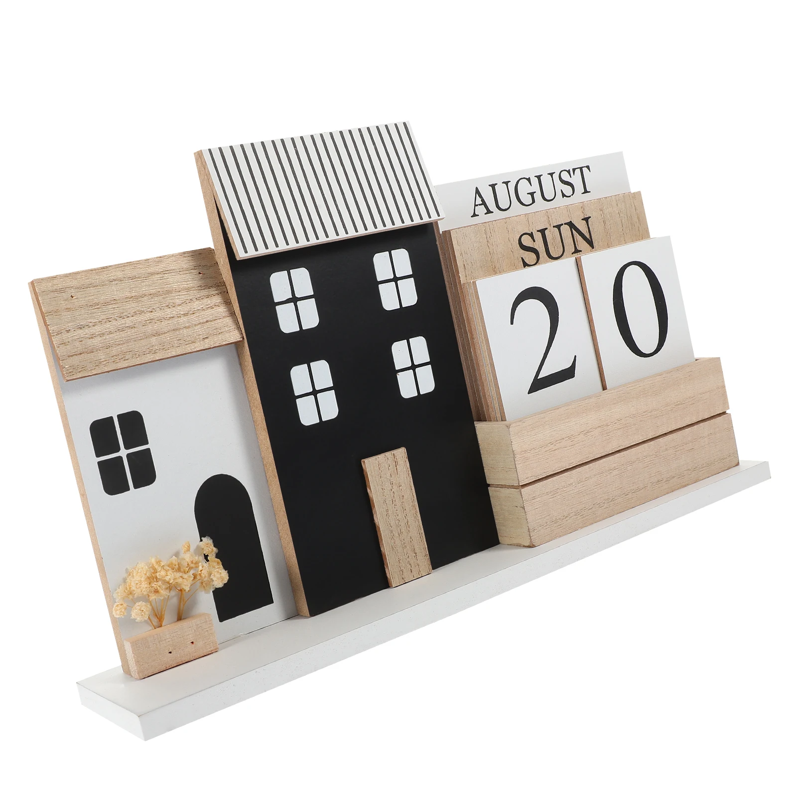 

Wooden Desk 30x6x19cm Retro Creative Desk Calendar Home Office Decor Reusable Creative Standing Table Calendar
