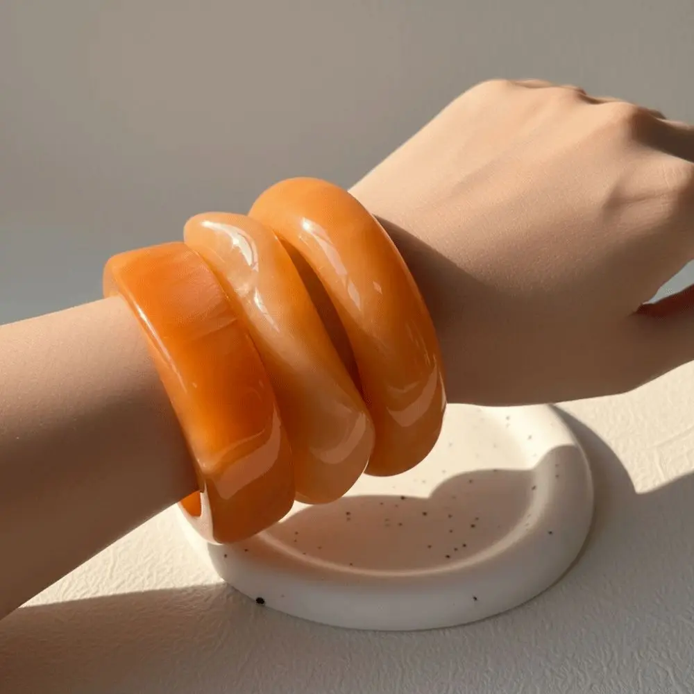 Wrist Jewelry Translucent Resin Bangles Gradient Marbled Acrylic Bracelets Irregular Lightweight Chunky Cuffs Y2K Lovers