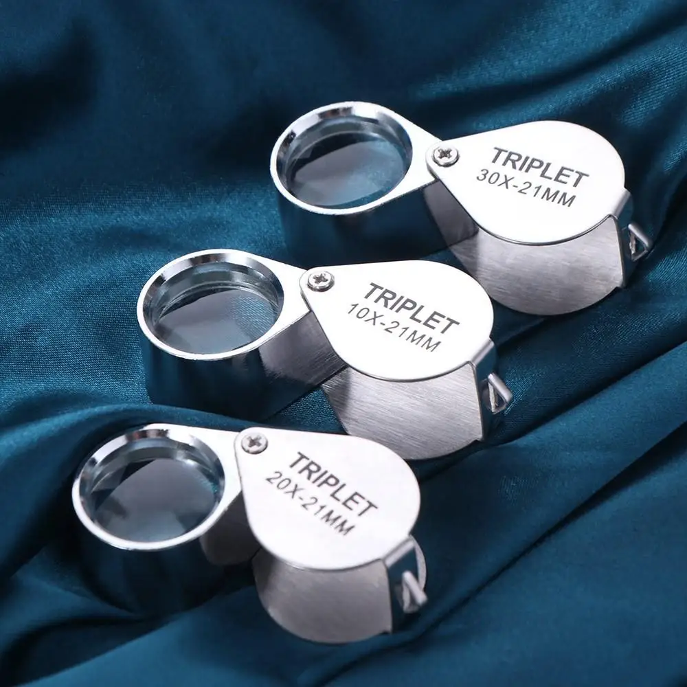 Mini 10-30X Pocket Loupe Metal Folding Jewelry Magnifying Glass High Definition Multifunctional Reading Magnifier