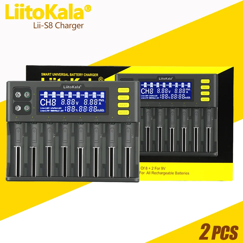 

2PCS LiitoKala Lii-S8 Lii-S6 Lii-S1 Lii-S2 Lii-S4 Double slot 18650 Battery Charger 1.2V 3.7V 3.2V AA/AAA 26650 21700 NiMH l