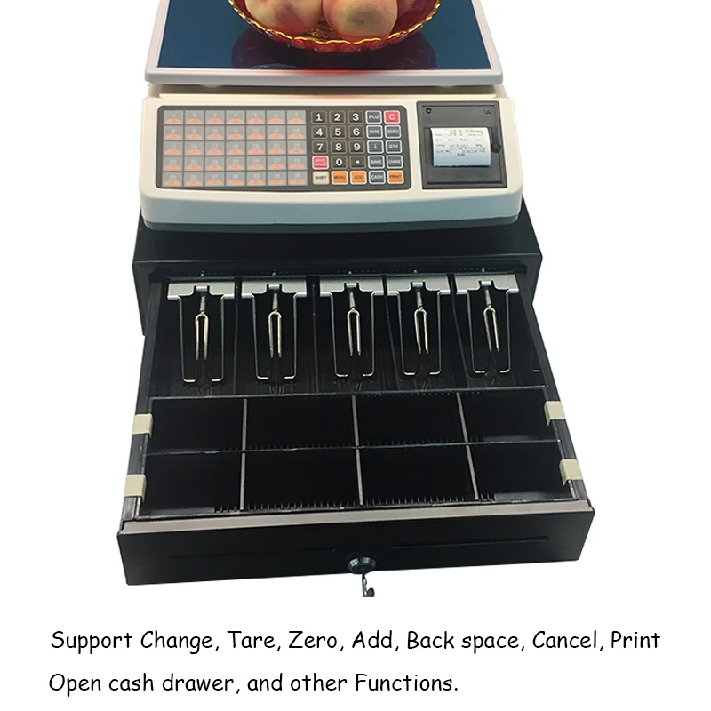 Electronic digital price computing scale with receipt printer and cash drawer high capacity support manage date with pc