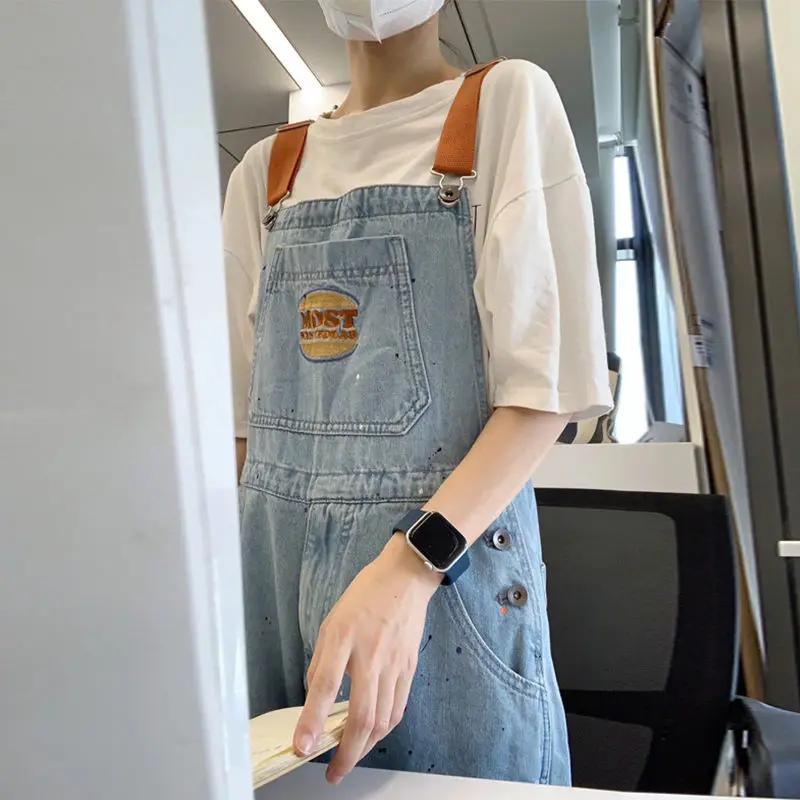 

Женский джинсовый комбинезон Ele с вышивкой, осенне-зимний, приталенный, на бретелях, с высокой талией, длинные брюки, на пуговицах