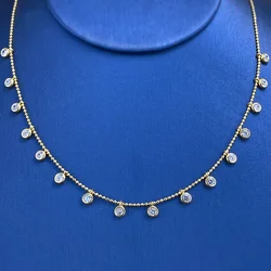 Charm Moissanite Diamond Necklace 100% Real 925 Sterling Silver Engagement Wedding Chocker Necklace For Women Bridal Jewelry