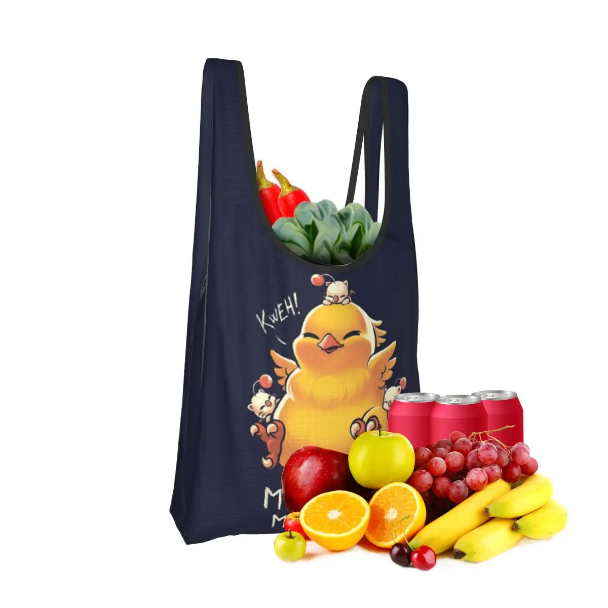 Funny Fat Chocobo – Big Power Einkaufstasche, tragbare Tragetaschen, faltbare Schultertasche, Lebensmittelhandtasche