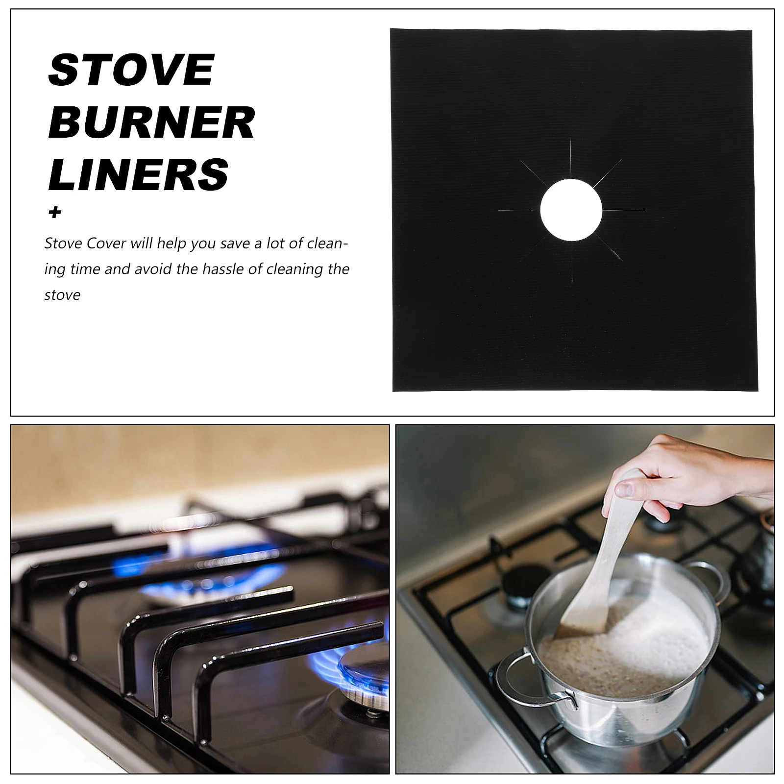 4 قطع من حصيرة الموقد المقاومة لدرجات الحرارة العالية، أغطية من الألياف الزجاجية، واقي الطباخ #2