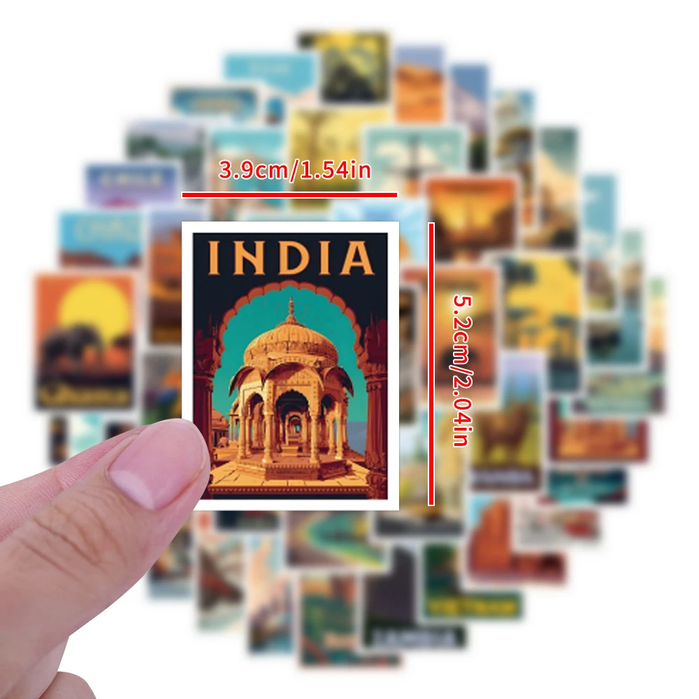 

10/30/68pcs Vintage World Travel Stickers City Landmark Buildings Poster Decal Toy Retro Waterproof DIY Stationery Laptop Phone