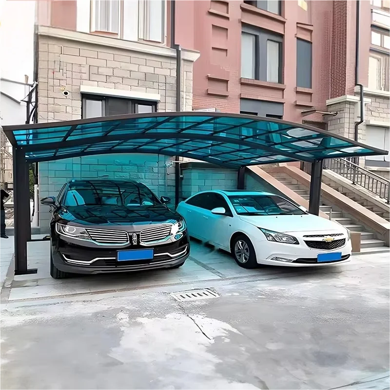 مأوى سيارة خارجي OneAlu - إطار من الألومنيوم/PVC مقاوم للماء مع شراع خشبي، خيمة مرآب للبيع #3