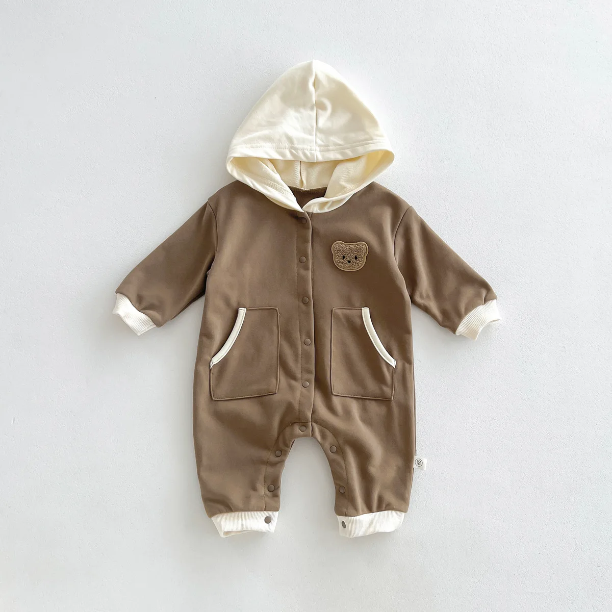 

2025 Autumn New Baby Long Sleeve Hooded Romper Boy Girl Newborn Cute Bear Jumpsuit Infant Toddler Cotton Casual Clothes 0-24M