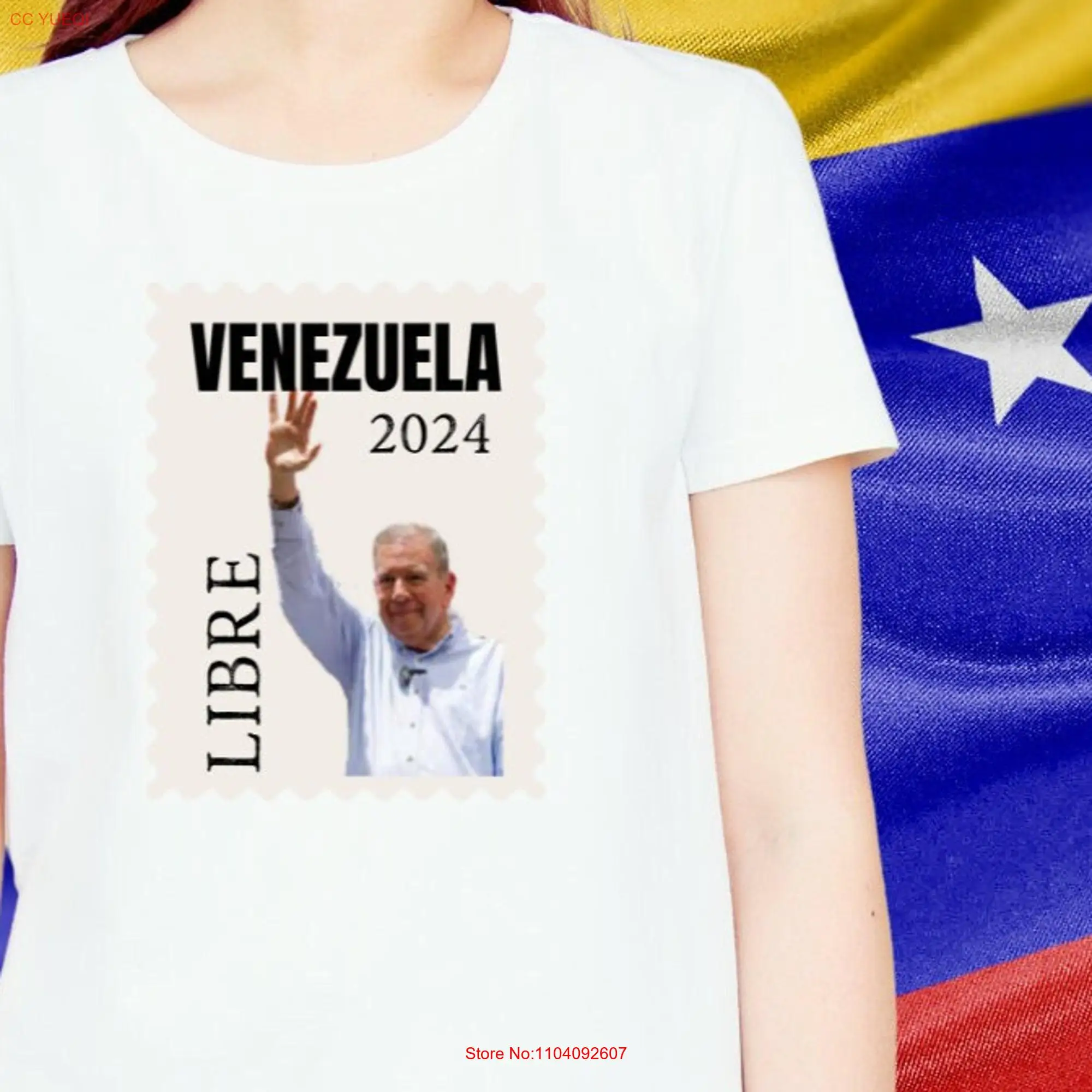 Stamp Venezuela Libre 2024 Edmundo Gonzalez Flannel  Jersey T Shirt long or short sleeves