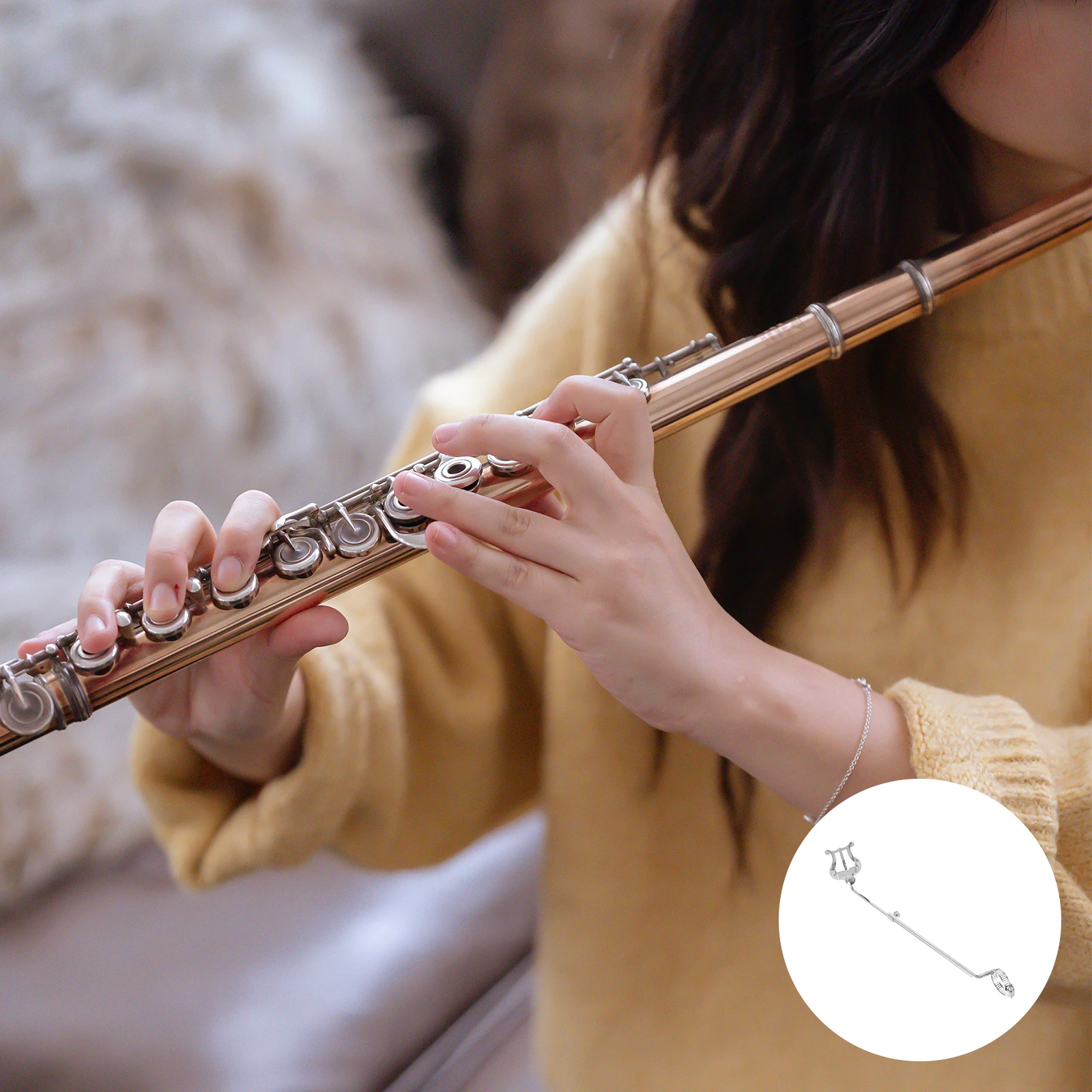 

Flute Sheet Music Holder Stand Clip Lyre for Pages Instrument Flip Folder Marching Band Score Folding