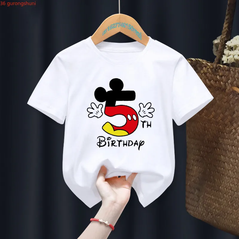 Kindermuis Mijn 1-6e Verjaardagscadeau Nummer Grafische Print T-Shirt Verjaardagscadeau Kleding Baby Tops T-Shirt, Drop Ship