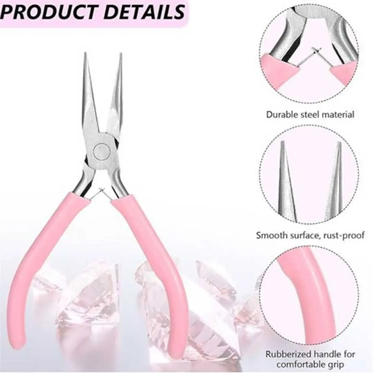 DIY Jewelry Making Tool Kit, Handle Beading Pliers Tweezers with Jump Rings for Handmade Bracelet Earring Necklace Craft