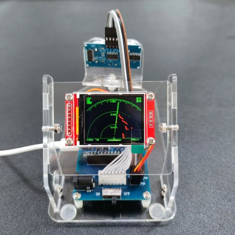 Ultrasonic radar scanning, students' science and technology production, handmade children's programming detection machine