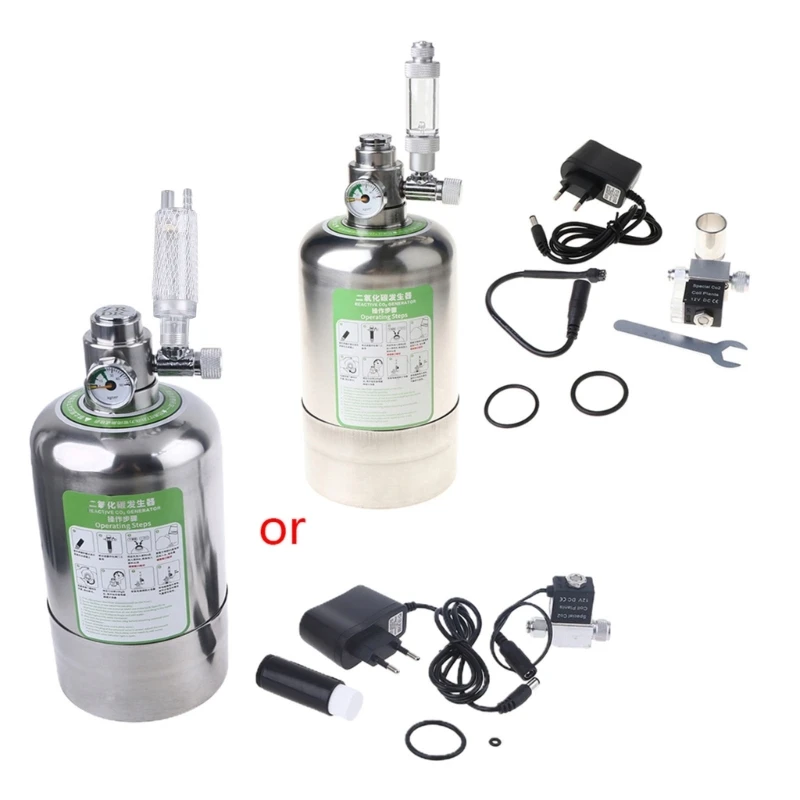 

LXAF Aquarium DIY CO2 Generator System Stainless Steel Bottle Tools with Pressure Gauge Automatic Pressure Relief for Valve