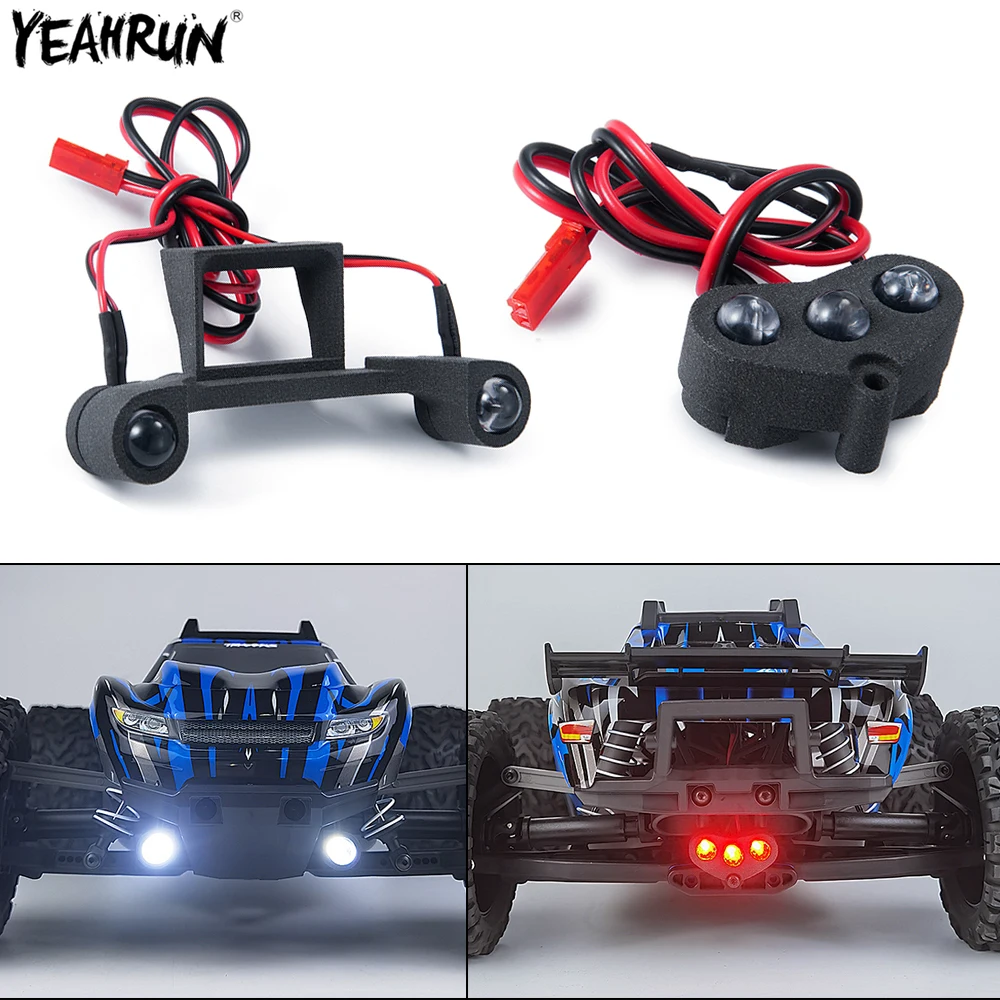 YEAHRUN RC Car Front Rear LED Light Headlight Spotlights Set For 1/10 Rustler 4X4 VXL XL-5 RC Crawler Upgrade Parts