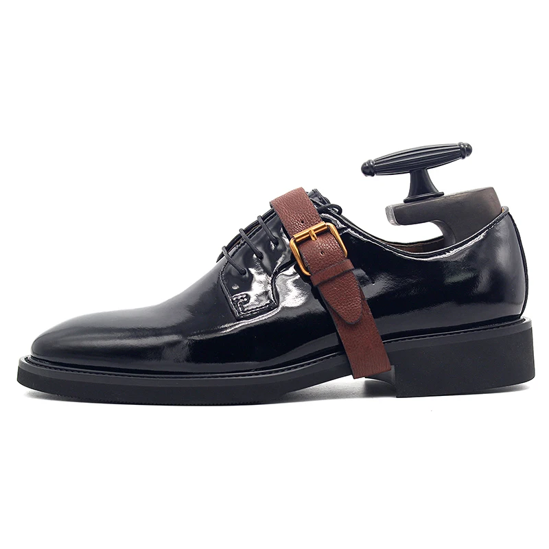 New Men Leather Shoes Dress Derby Lace Up Breathable Casual Party Work Formal Business Shoes Male Genuine Leather Oxfords Black