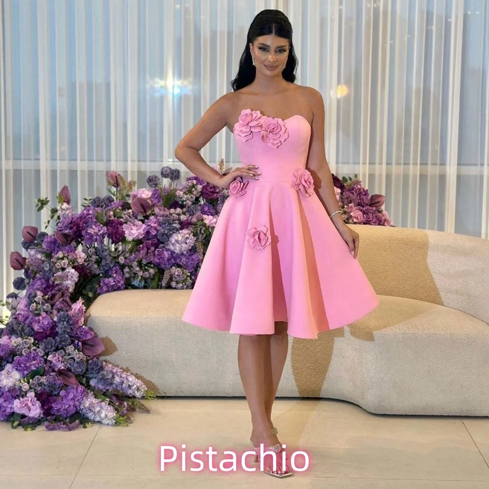 

Fashionable Romantic Flower Prom Dress Charming A-line Strapless evening dresses Elegant Short Red Carpet Dress luxury 2025