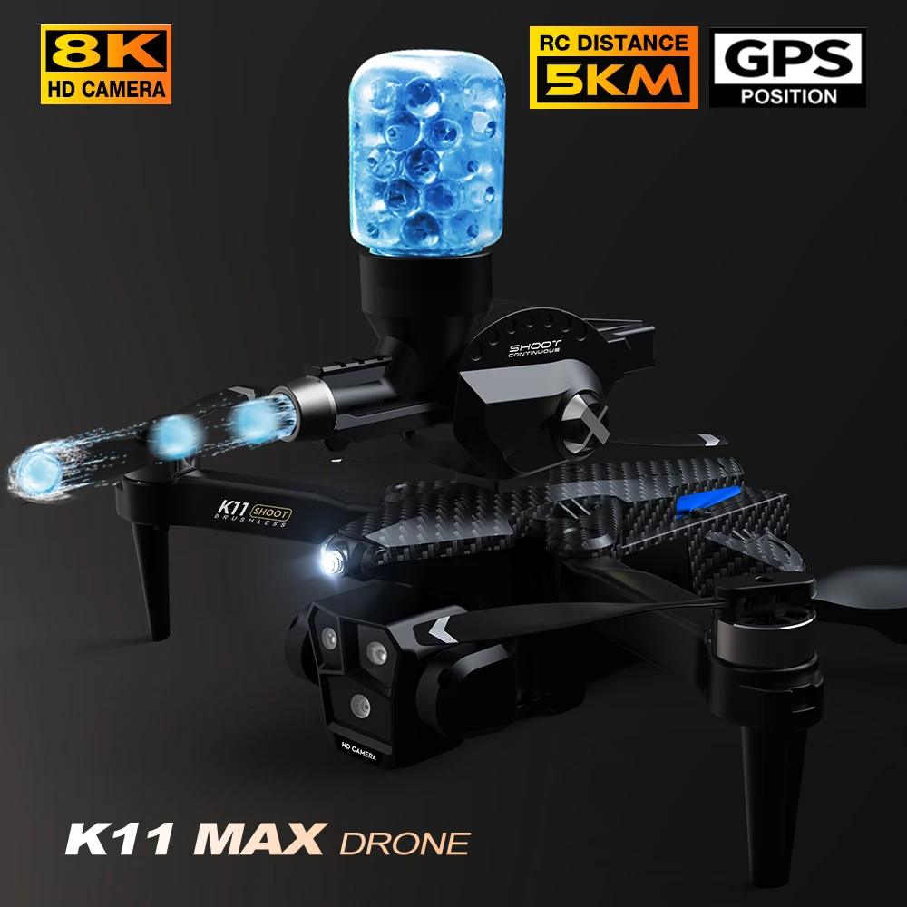 K11MAX Brushless Drone With Explosive Flashing Light Three Camera Optical Flow Bombing RC Aerial Photography Four Axis Aircraft