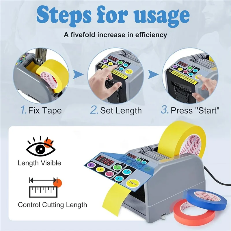 AED5-Ribbon Cutting Machine, Tape Cutter 6-60Mm Width Automatic Tape Dispenser Machine, Multipurpose Electric US Plug
