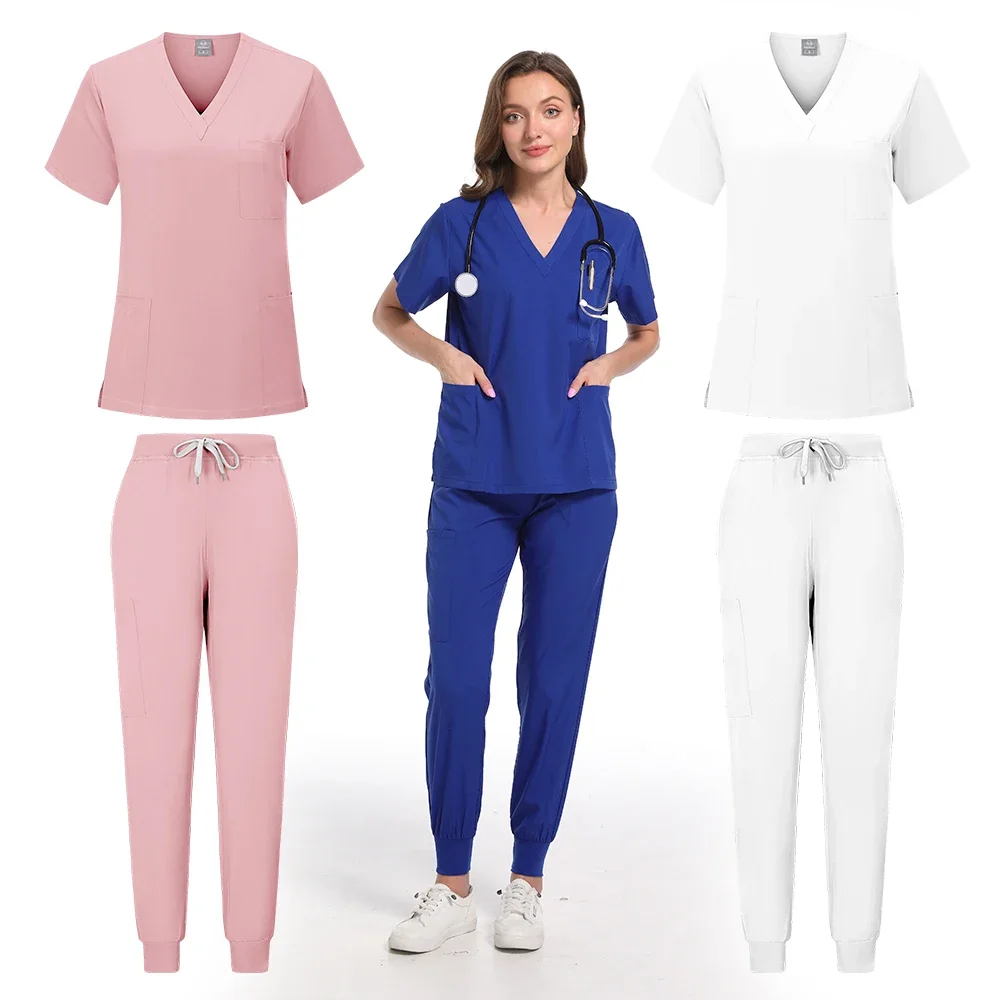 Unisex manga curta enfermeira uniforme, Medical Scrubs conjuntos, Multicolor, Hospital, Doutor, Workwear, Oral, Dental, Cirurgia