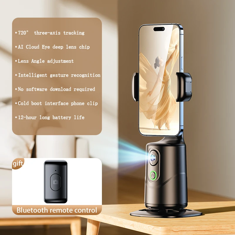 Portable Intellint PTZ Face Recognition Shooting Stabilizer Tripod & Selfie Stick Compatible for Outdoor Use
