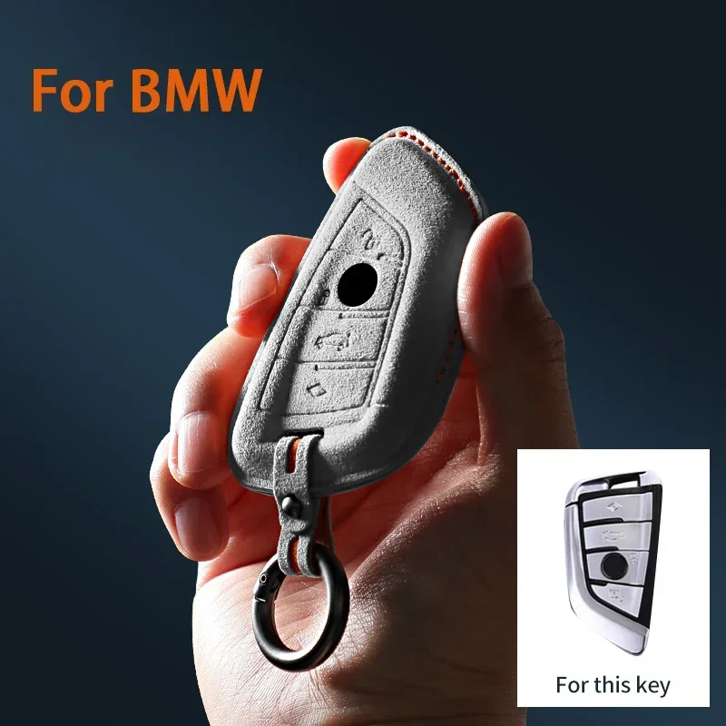 

New Suede Car Key Case Cover Fob Holder For BMW X1 X2 X3 X4 X5 X6 X7 F30 F90 F10 G30 G60 E60 F48 F39 E70 F15 F16 Accessories