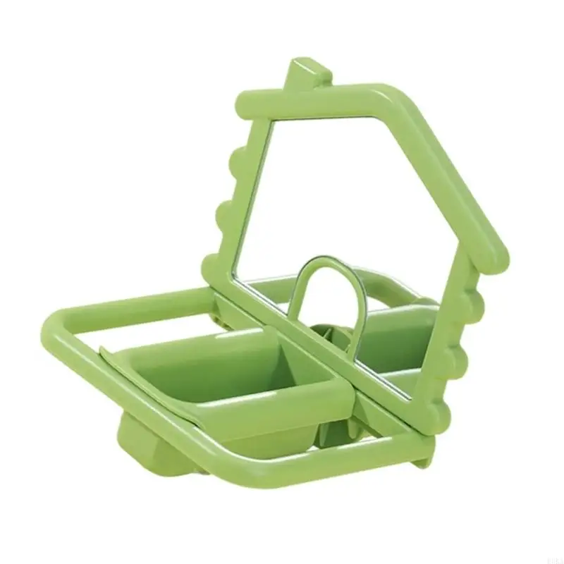 Multifunctional Bird Perches Mirror and Dish Stand for Bird Cages Safe Plastic Promoting Activity and Curiosity