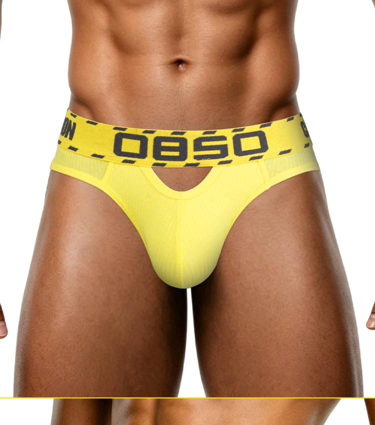 Calzoncillos de algodón para hombre, sexy, con diseño hueco, cintura baja, cinturilla con estampado de advertencia, transpirables, con bolsa 3D acanalada, bragas de verano