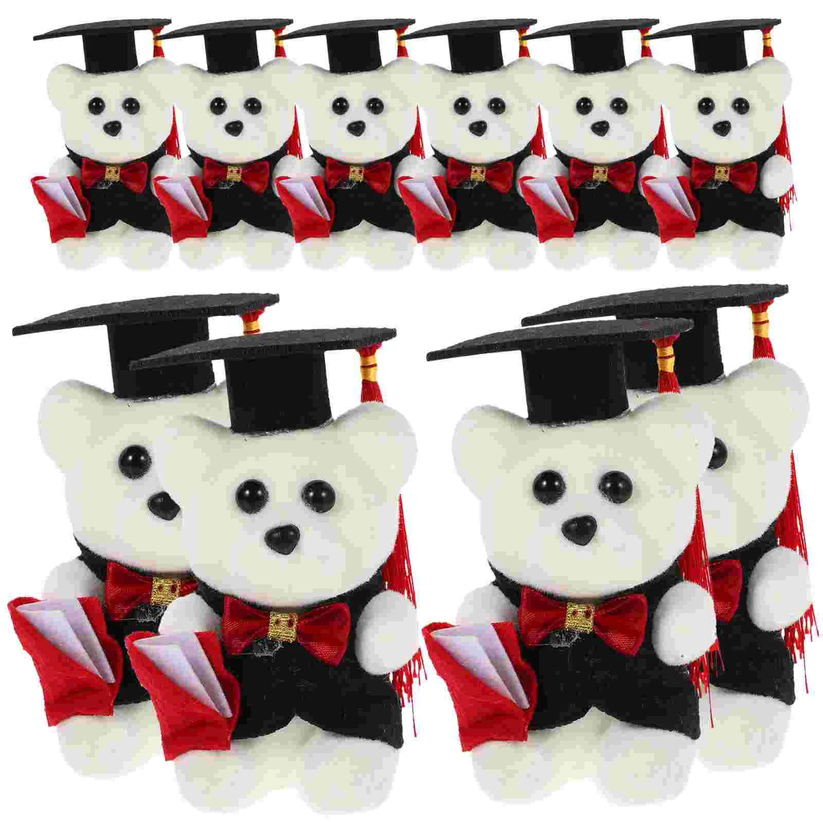 10 Pcs Graduation Gift Party Supply Plush Toy Bears Cute Decor Stuffed Animals Ornament