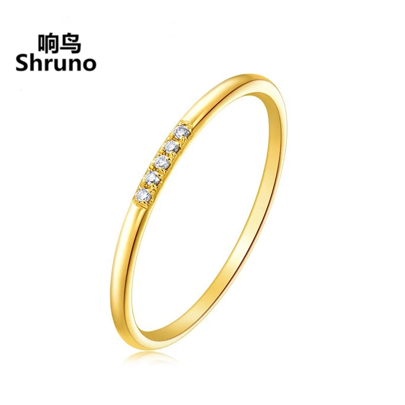 

Shruno Solid 14K Yellow Gold Genuine Moissanite Engagement Ring For Women Moissanite Trendy Fine Jewelry Tiny Ring Band