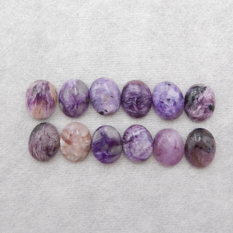 

Natural Gemstone Design Cabochons 12 PCS Of Charoite Semi-Precious Stones Jewelry Ring Accessories 10x8x2mm5g