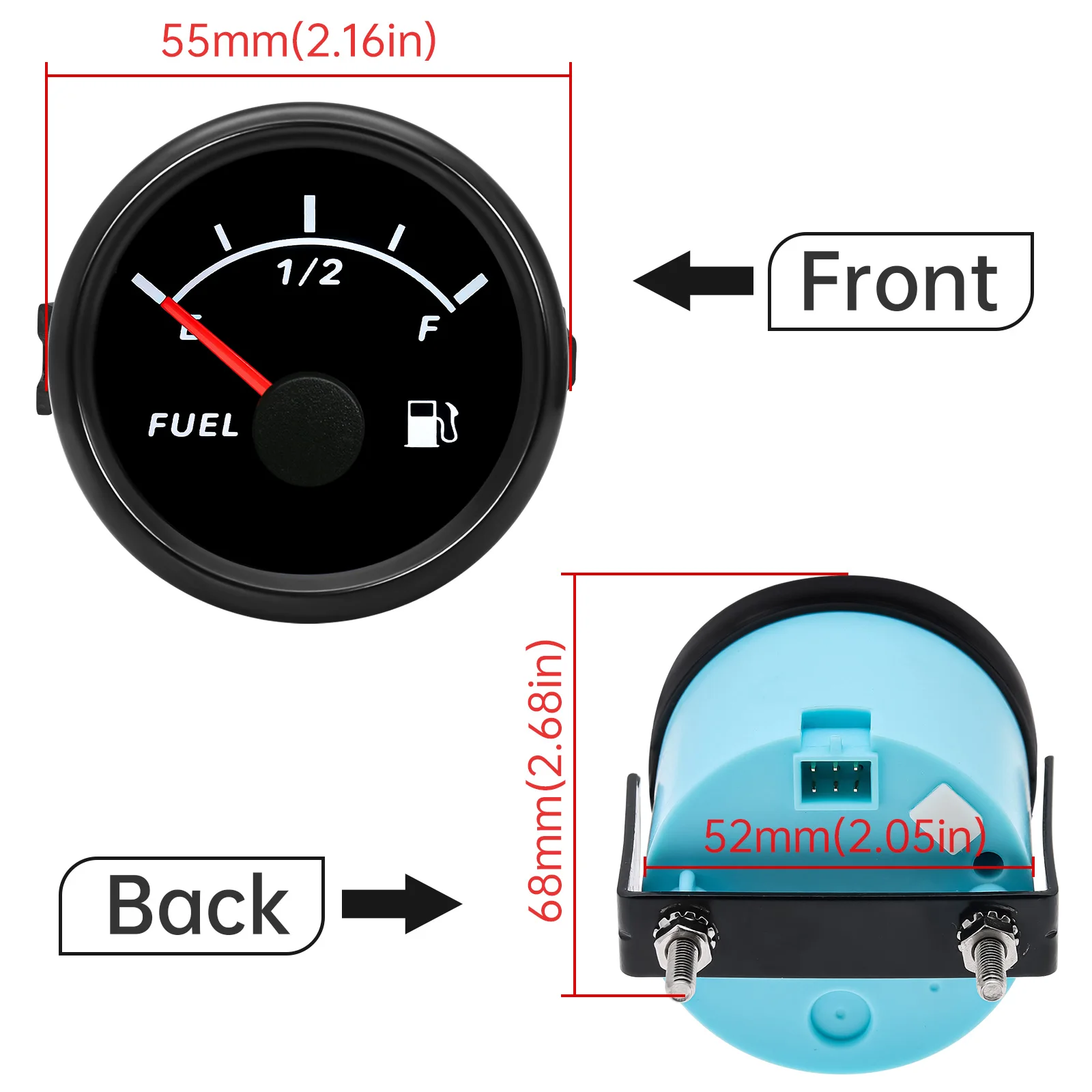 Marine Boat Car Fuel Level Sensor 100-600MM 0-190ohm 52MM Fuel Level Meter Red Backlight Oil Tank Fuel Level Unit Customized