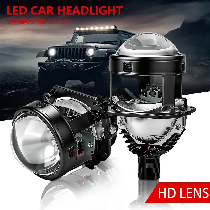 

2 шт. 2,5-дюймовые светодиодные линзы для проекторов H4 H7 9005/HB3 9006/HB4, 20000 лм, универсальные модифицированные автомобильные линзы-фары, 6000K, ближний/дальний свет, 12В