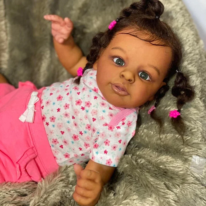 

60CM Already Painted Reborn Jaylan in Dark Skin Lifelike Baby Doll Soft Touch 3D Skin Hand-Root Hair Bebe Reborn Dolls