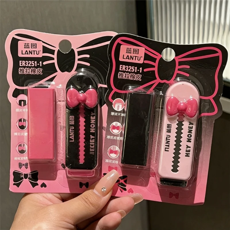 Kawaii Push-pull Design Bow Rubber Erasers Student Correction Tool Kawaii Stationery School Office Supplies Kids Gift