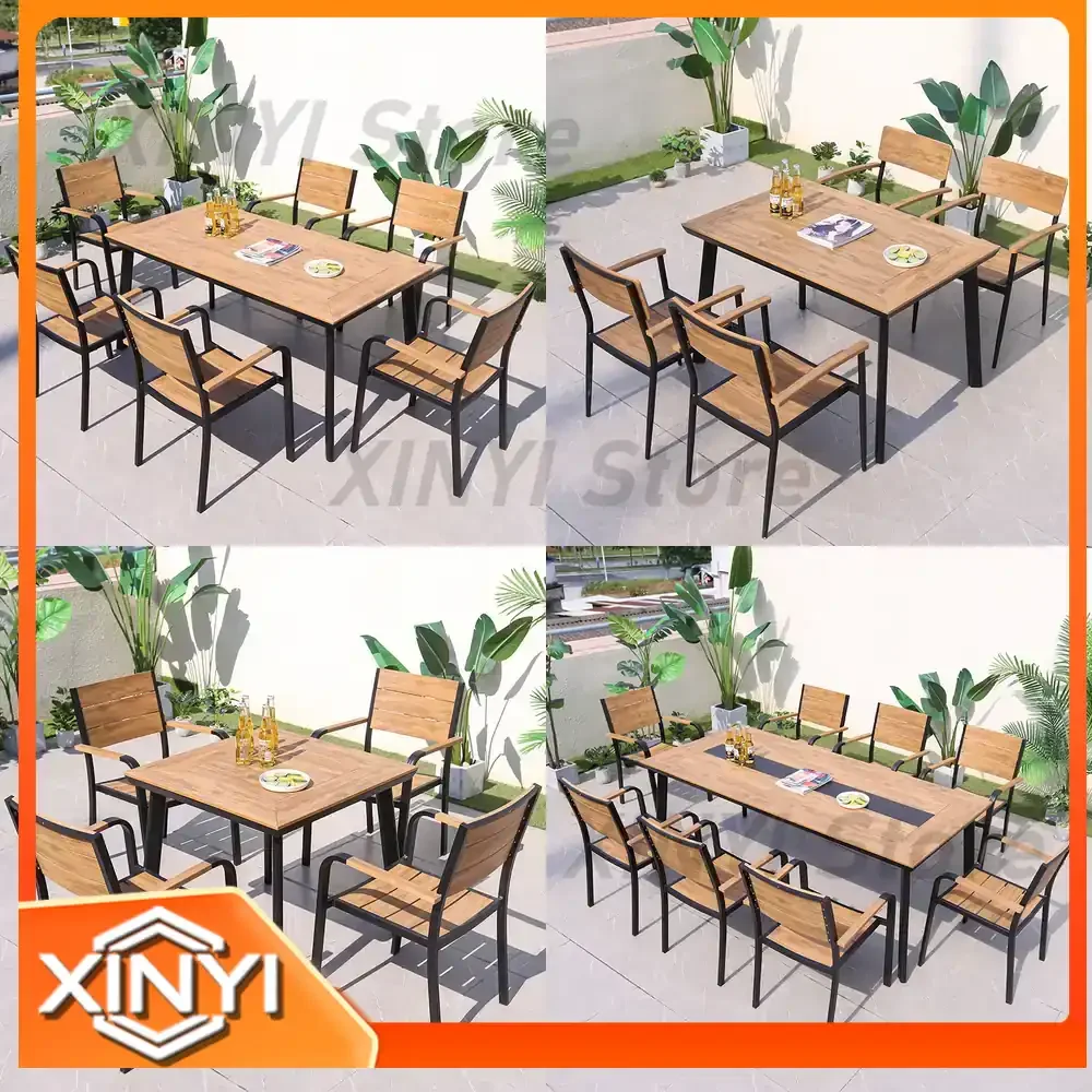 WPC Outdoor Table and Chairs Set for Garden Patio Indoor Outdoor Dining Coffee Shop Terrace Leisure Furniture