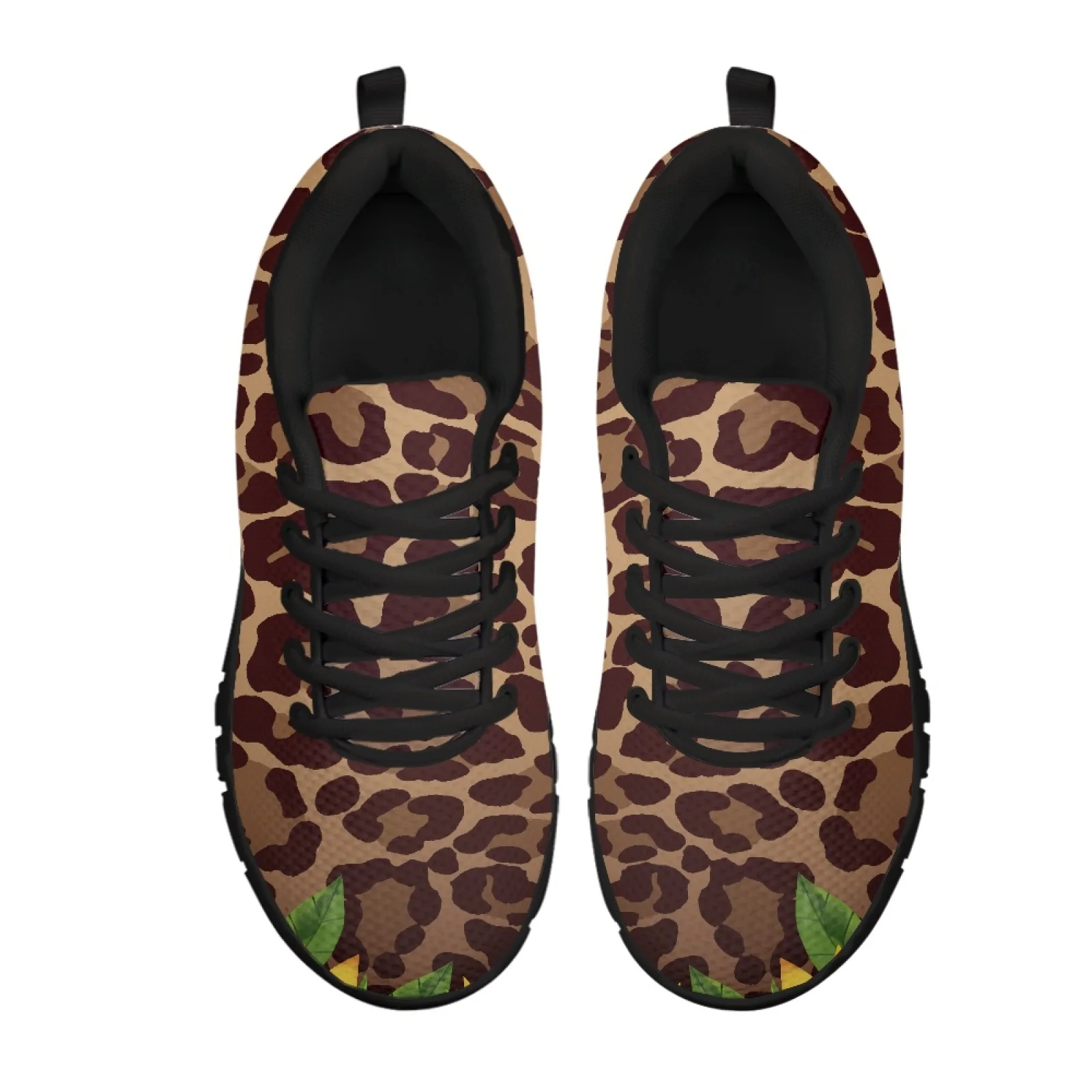 Coloranimal Sunflower Leopard Women Athletic Shoes for Long Shifts Durable Hiking Shoes for Outdoor