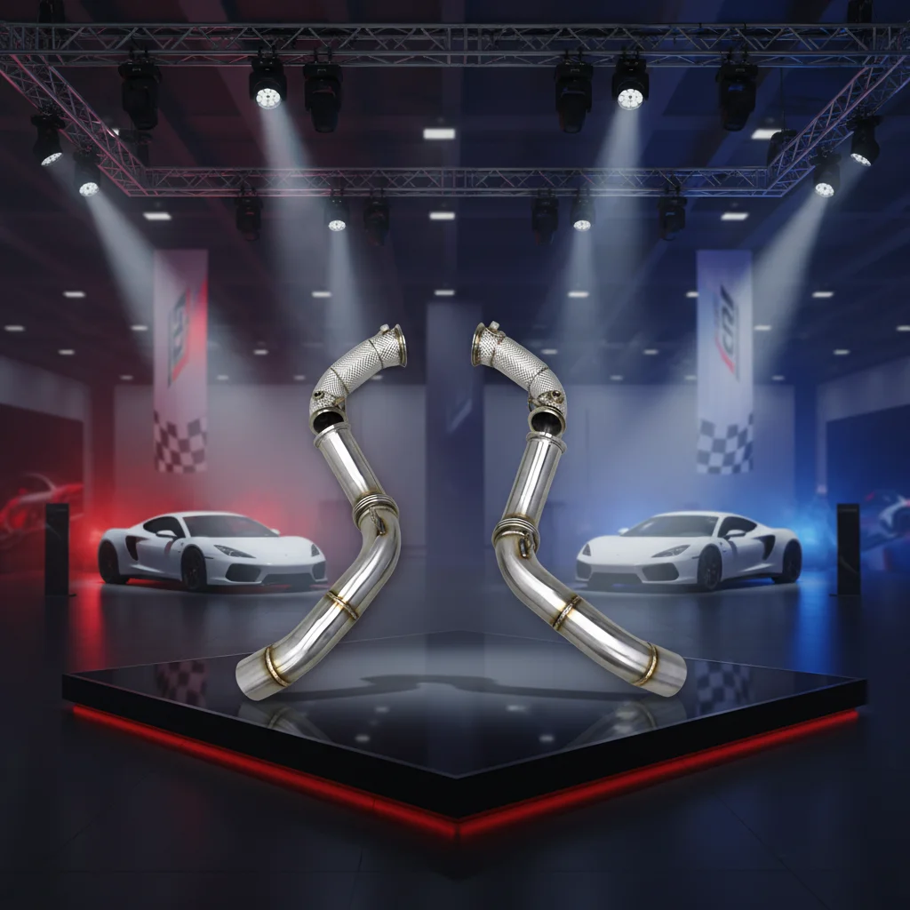 Custom Straight Header Downpipe For BMW M5 F90 4.4T 2018-2022 Escape Heat Shield Stainless Steel Pipes Exhaust Free System