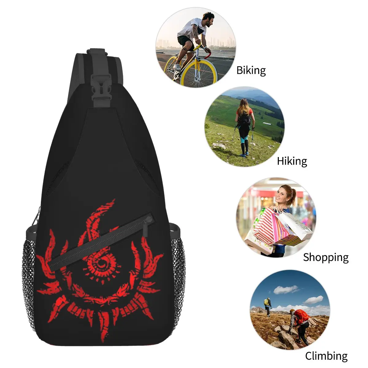 Eldaned Ringed Dragon Comunhão Crossbody Sling Bag, Bolsa Peito Pequeno, Mochila de Ombro, Mochila para Caminhadas, Mochila de ciclismo ao ar livre